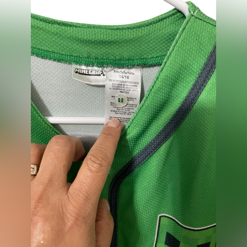 💙Minecraft Green Baseball Jersey. Youth size 14/16. EUC - Picture 4 of 5